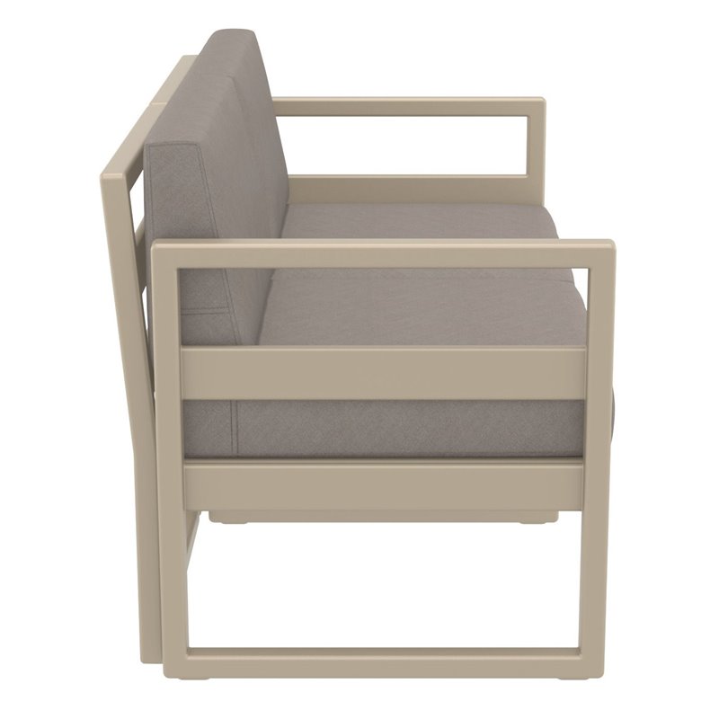 Mykonos Patio Loveseat Taupe with Acrylic Fabric Taupe Cushions