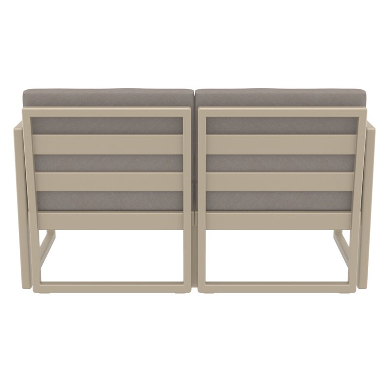 Mykonos Patio Loveseat Taupe with Acrylic Fabric Taupe Cushions