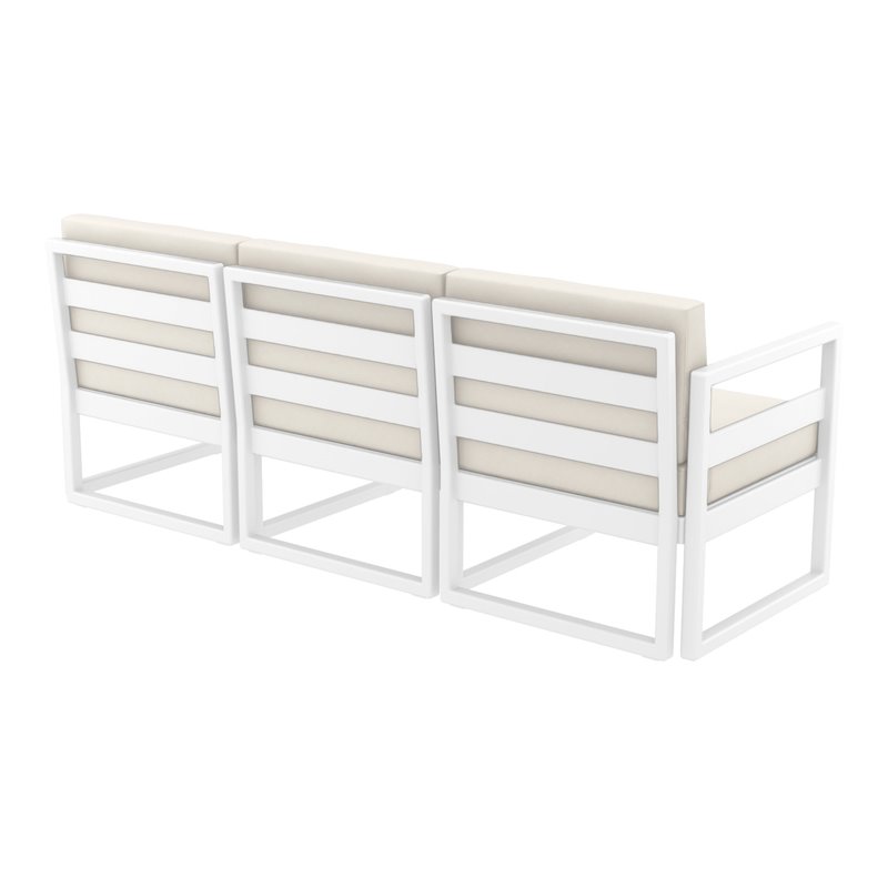 Mykonos Patio Sofa White with Acrylic Fabric Natural Cushions