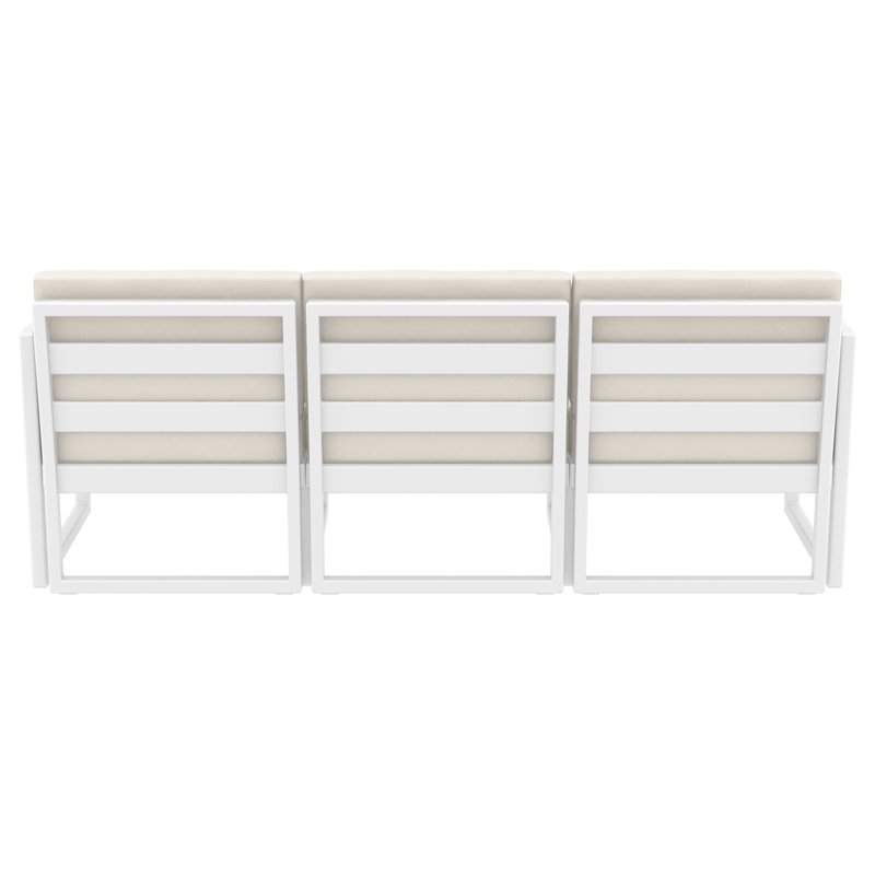 Mykonos Patio Sofa White with Acrylic Fabric Natural Cushions