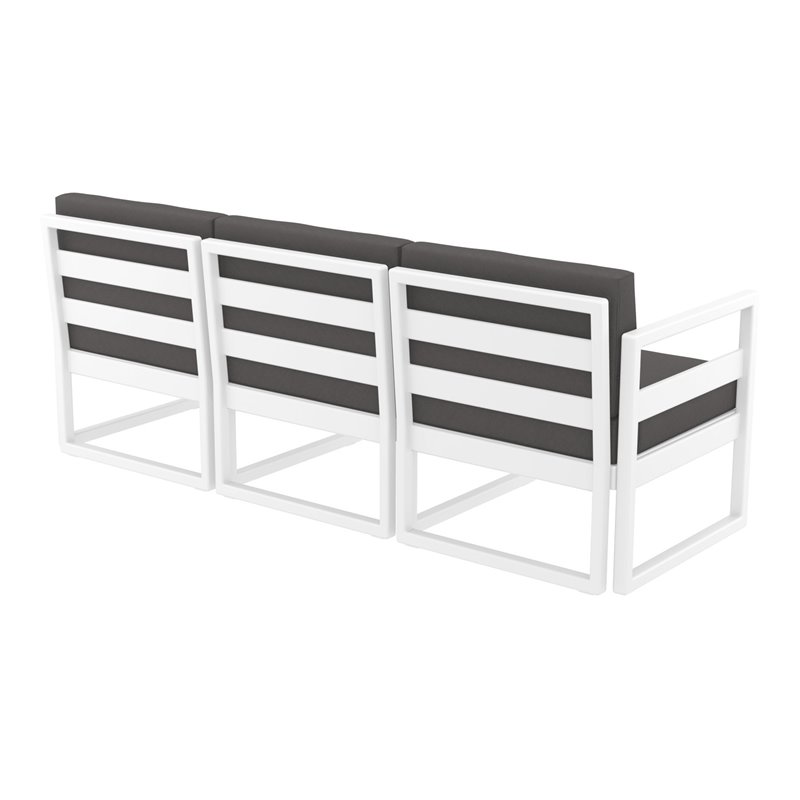 Mykonos Patio Sofa White with Acrylic Fabric Charcoal Cushions