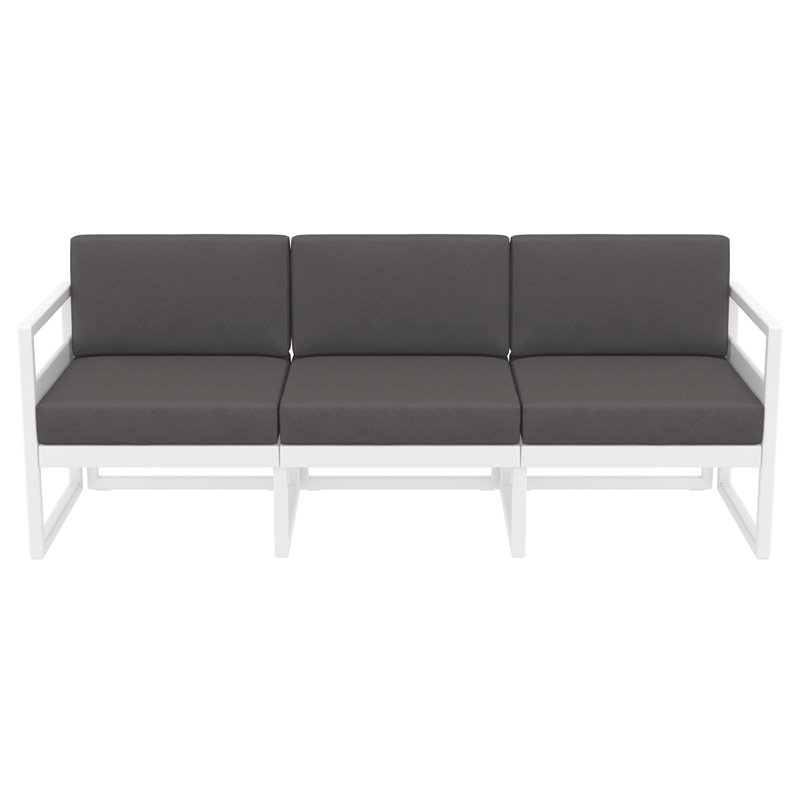 Mykonos Patio Sofa White with Acrylic Fabric Charcoal Cushions