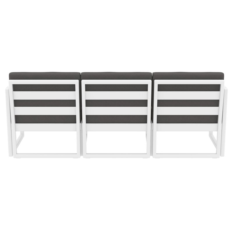 Mykonos Patio Sofa White with Acrylic Fabric Charcoal Cushions