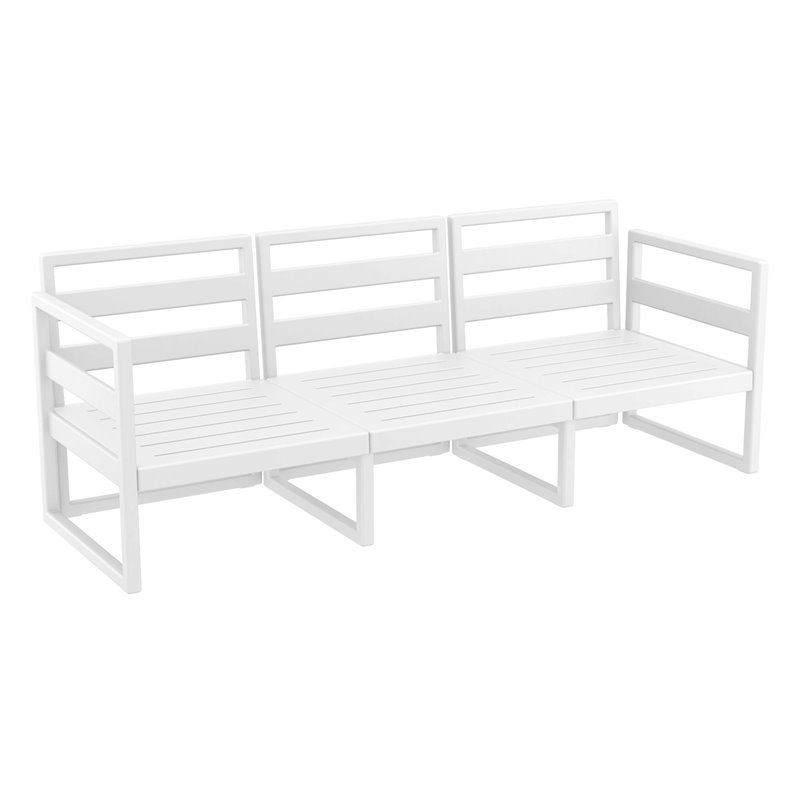 Mykonos Patio Sofa White with Acrylic Fabric Charcoal Cushions