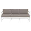 Mykonos Patio Sofa White with Acrylic Fabric Taupe Cushions