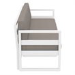 Mykonos Patio Sofa White with Acrylic Fabric Taupe Cushions