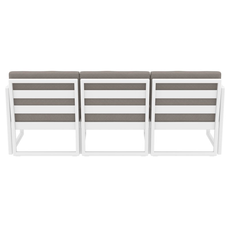 Mykonos Patio Sofa White with Acrylic Fabric Taupe Cushions