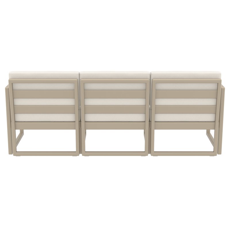 Mykonos Patio Sofa Taupe with Acrylic Fabric Natural Cushions