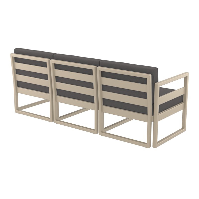 Mykonos Patio Sofa Taupe with Acrylic Fabric Charcoal Cushions