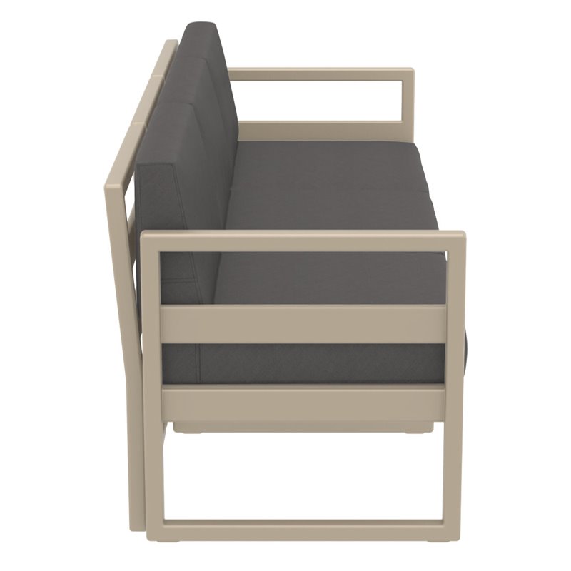 Mykonos Patio Sofa Taupe with Acrylic Fabric Charcoal Cushions