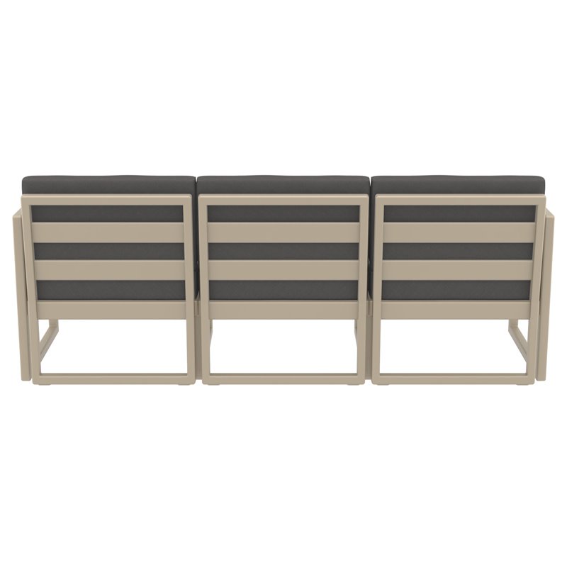 Mykonos Patio Sofa Taupe with Acrylic Fabric Charcoal Cushions