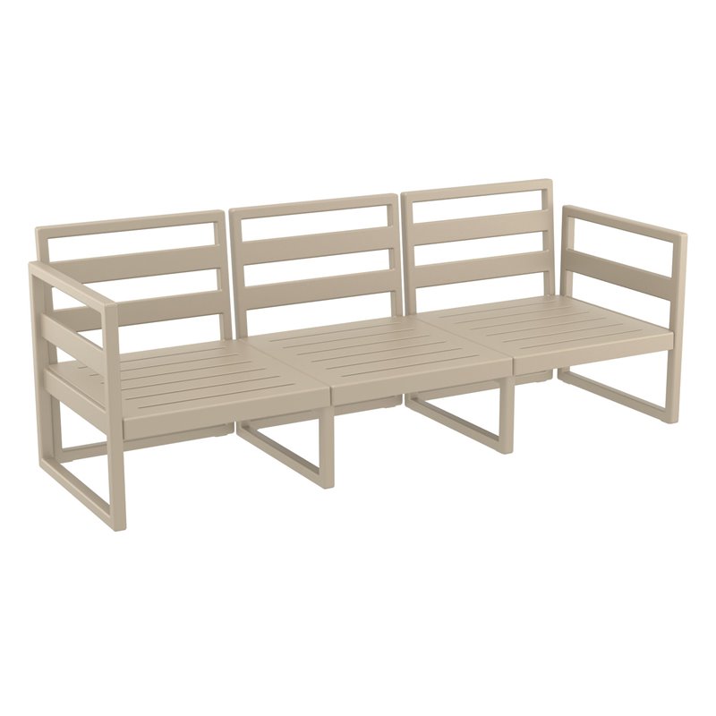 Mykonos Patio Sofa Taupe with Acrylic Fabric Charcoal Cushions