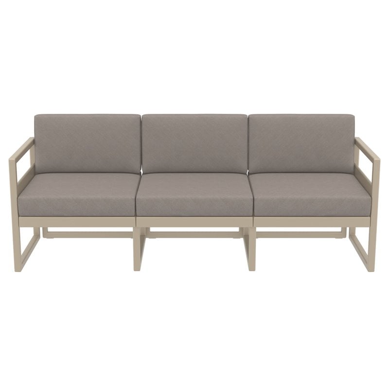 Mykonos Patio Sofa Taupe with Acrylic Fabric Taupe Cushions
