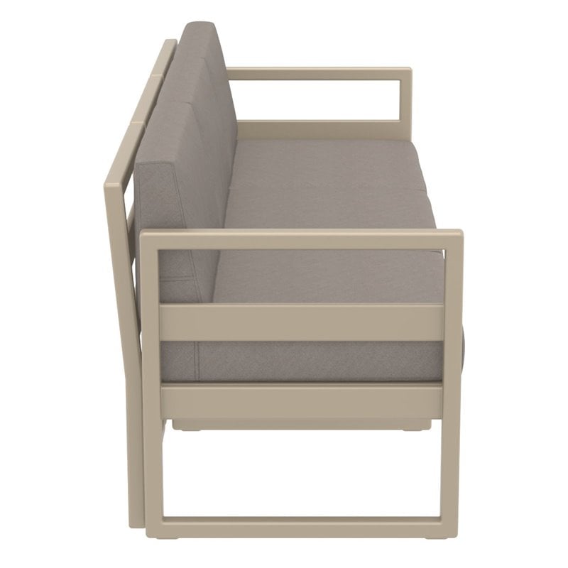 Mykonos Patio Sofa Taupe with Acrylic Fabric Taupe Cushions