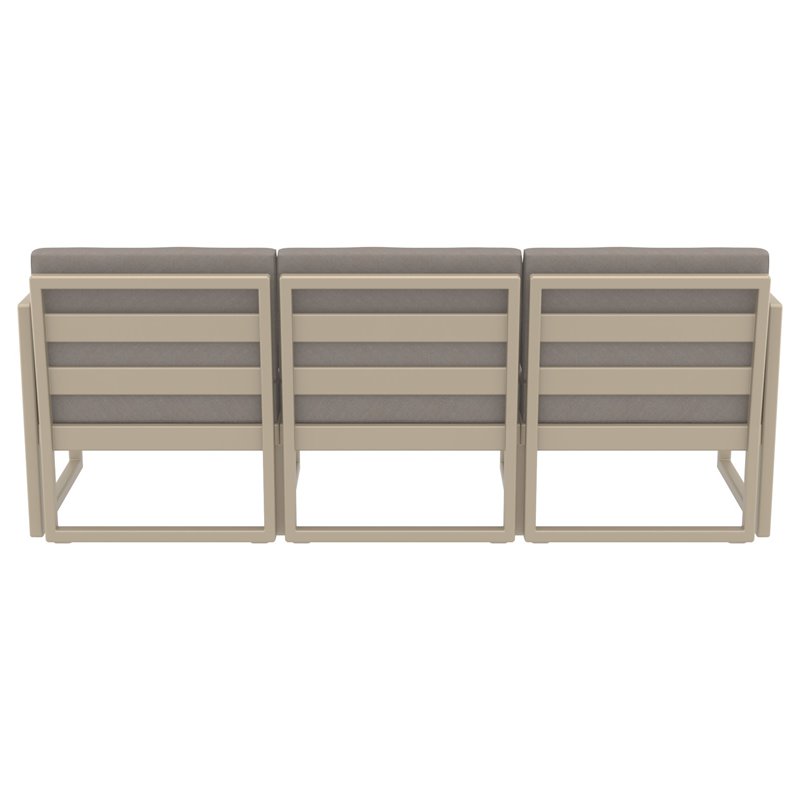 Mykonos Patio Sofa Taupe with Acrylic Fabric Taupe Cushions