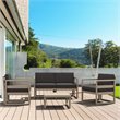 Mykonos 4 Person Taupe Lounge Set with Acrylic Fabric Charcoal Cushions