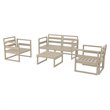Mykonos 4 Person Taupe Lounge Set with Acrylic Fabric Charcoal Cushions