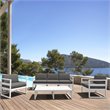 Mykonos 5 Person Lounge Set  White with Acrylic Fabric Charcoal Cushions