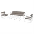 Mykonos 5 Person Lounge Set in White with Acrylic Fabric Taupe Cushions