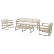 Mykonos 5 Person Lounge Set in Taupe with Acrylic Fabric Natural Cushions