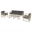 Mykonos 5 Person Lounge Set Taupe with Acrylic Fabric Charcoal Cushions