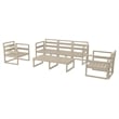 Mykonos 5 Person Lounge Set in Taupe with Acrylic Fabric Taupe Cushions