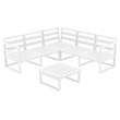 Mykonos Corner Sectional Lounge Set in White with Fabric Natural Cushions