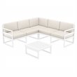 Mykonos Corner Sectional Lounge Set in White with Fabric Natural Cushions