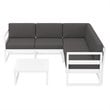 Mykonos Corner Sectional Lounge Set White with Acrylic Fabric Charcoal Cushions