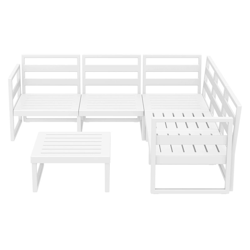Mykonos Corner Sectional Lounge Set White with Acrylic Fabric Charcoal Cushions