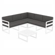 Mykonos Corner Sectional Lounge Set White with Acrylic Fabric Charcoal Cushions
