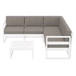 Mykonos Corner Sectional Lounge Set in White with Acrylic Fabric Taupe Cushions