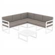 Mykonos Corner Sectional Lounge Set in White with Acrylic Fabric Taupe Cushions