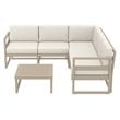 Mykonos Corner Sectional Lounge Set in Taupe with Fabric Natural Cushions