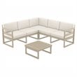 Mykonos Corner Sectional Lounge Set in Taupe with Fabric Natural Cushions