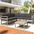 Mykonos Corner Sectional Lounge Set White with Acrylic Fabric Charcoal Cushions