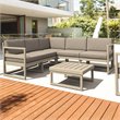 Mykonos Corner Sectional Lounge Set in Taupe with Acrylic Fabric Taupe Cushions