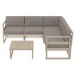 Mykonos Corner Sectional Lounge Set in Taupe with Acrylic Fabric Taupe Cushions