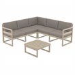 Mykonos Corner Sectional Lounge Set in Taupe with Acrylic Fabric Taupe Cushions