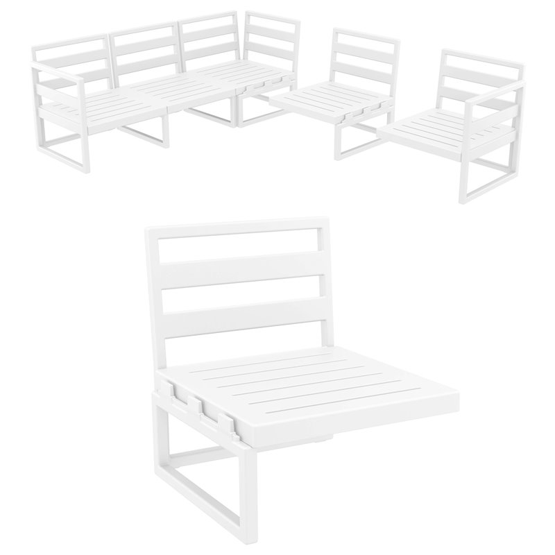 Compamia Mykonos Extension in White finish with Acrylic Fabric Charcoal Cushion