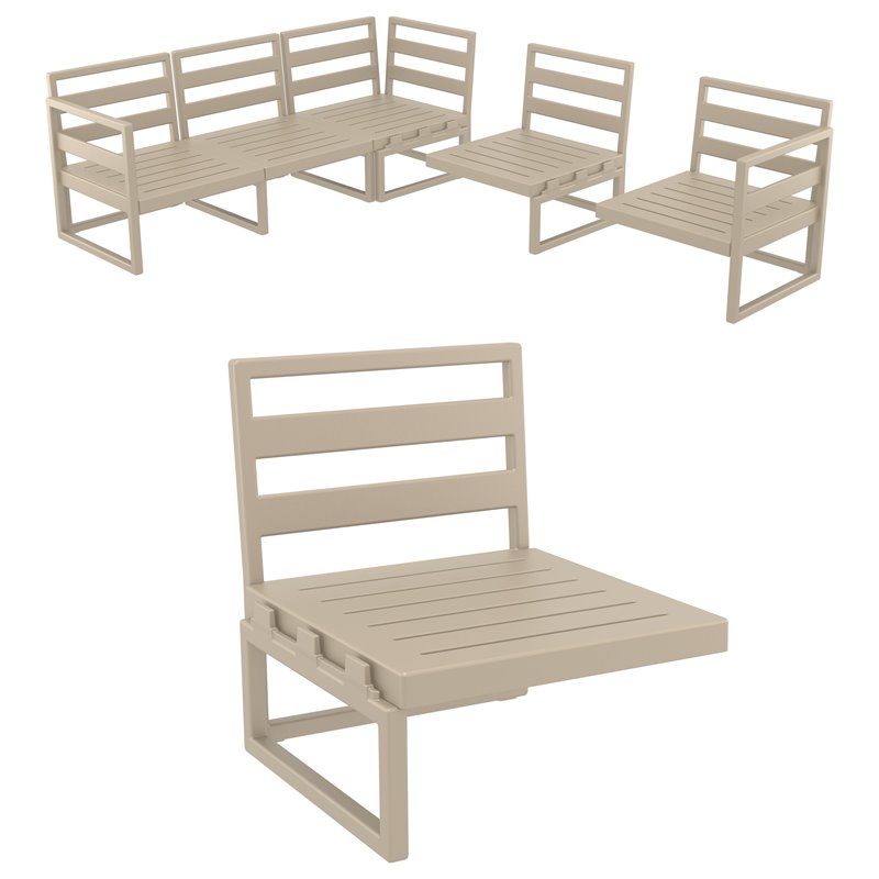 Compamia Mykonos Extension in Taupe finish with Acrylic Fabric Natural Cushion