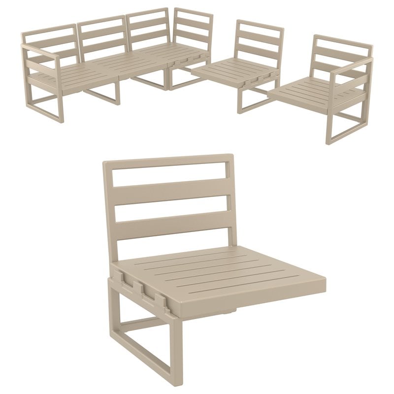 Mykonos Extension Taupe with Acrylic Fabric Charcoal Cushion