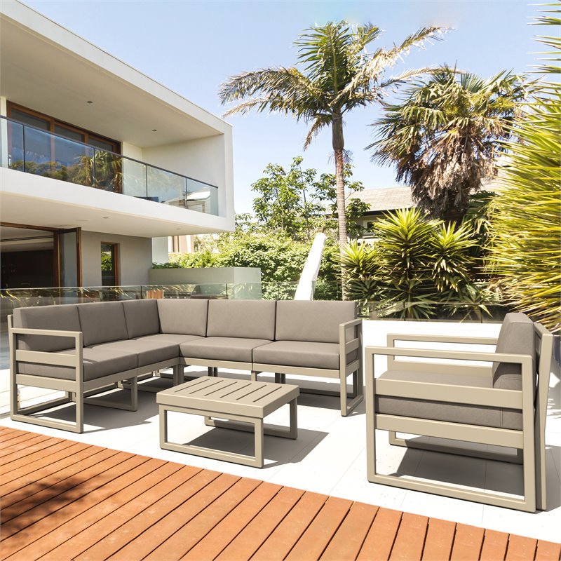 Compamia Mykonos Extension Taupe with Acrylic Fabric Taupe Cushion