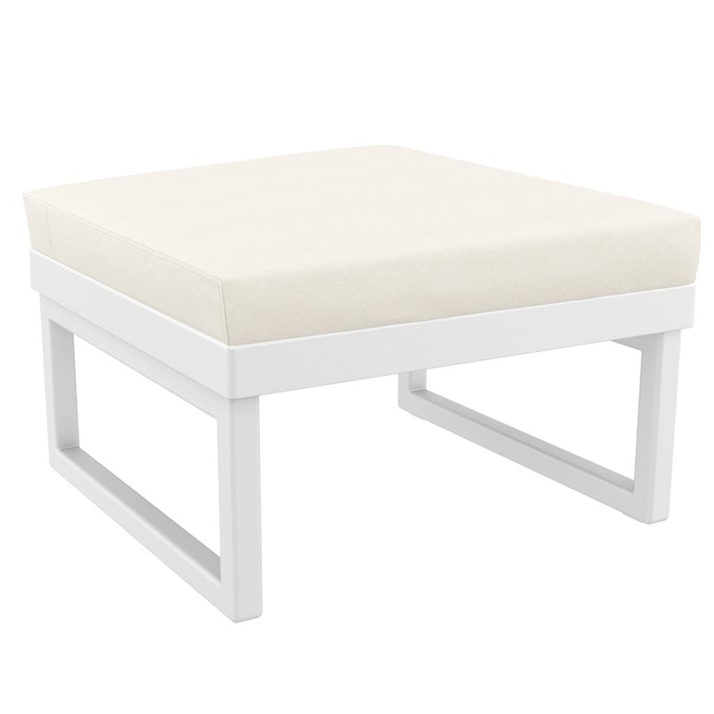 Compamia Mykonos Ottoman White with Acrylic Fabric Natural Cushion