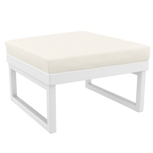 Compamia Mykonos Ottoman White with Acrylic Fabric Natural Cushion