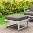 Compamia Mykonos Ottoman in White with Acrylic Fabric Taupe Cushion