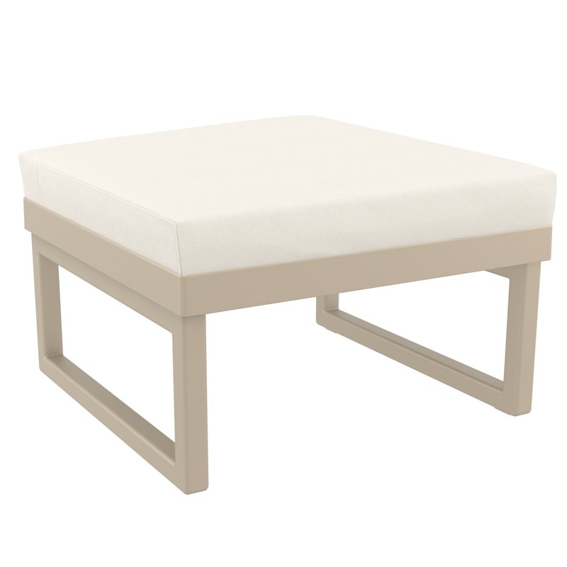 Compamia Mykonos Ottoman in Taupe with Acrylic Fabric Natural Cushion