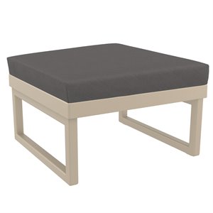 Compamia Mykonos Ottoman in Taupe with Acrylic Fabric Charcoal Cushion