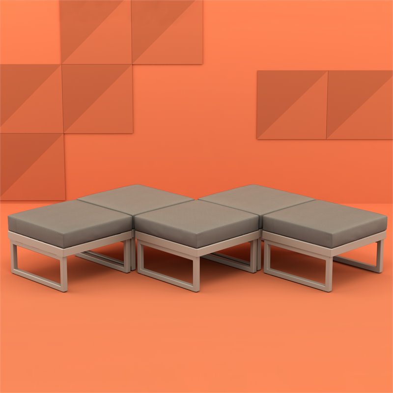 Compamia Mykonos Ottoman in Taupe with Acrylic Fabric Taupe Cushion