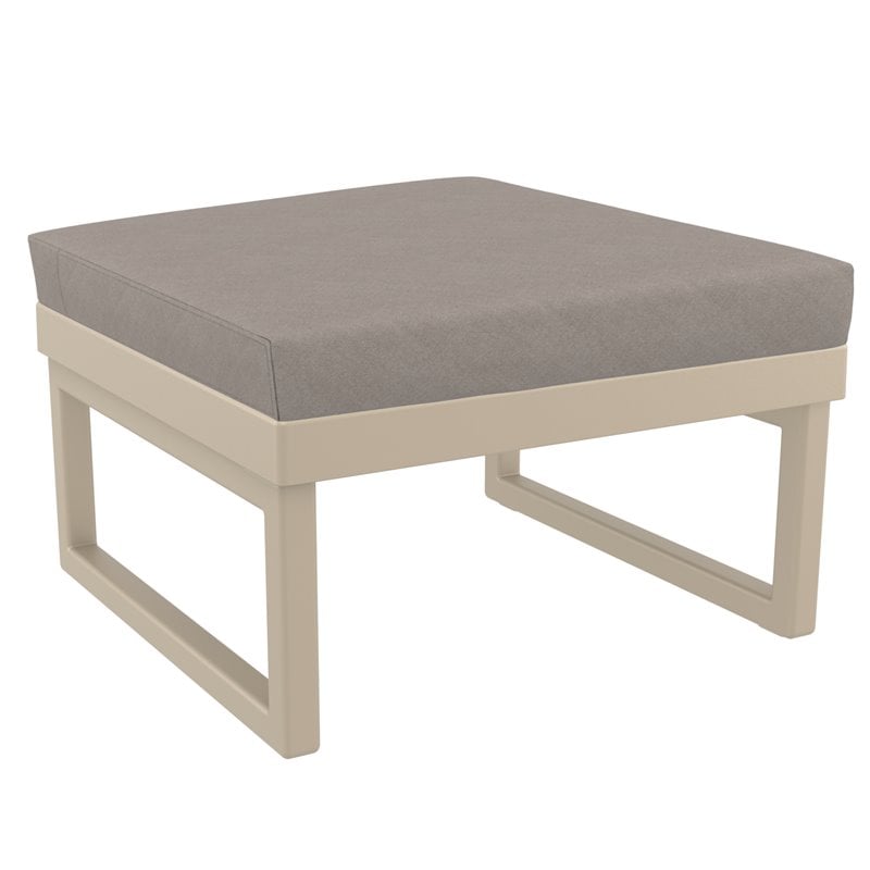 Compamia Mykonos Ottoman in Taupe with Acrylic Fabric Taupe Cushion